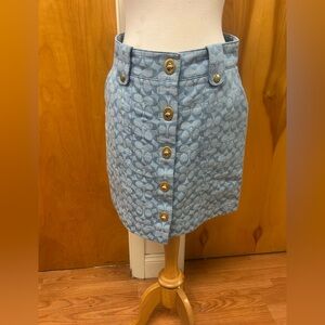 Coach light blue all over logo print mini skirt size 6